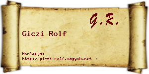Giczi Rolf névjegykártya
